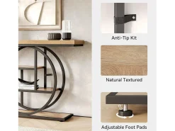 Mesita de entrada de 4 niveles detrás del sofá, mesita de salón estilo farmhouse de 105 cm para el salón, mesita de entrada para el vestíbulo