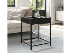 Mesita de noche con Infinity LED negra 40x40x51 cm