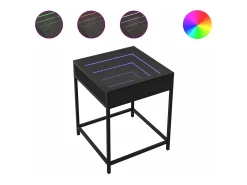 Mesita de noche con Infinity LED negra 40x40x51 cm
