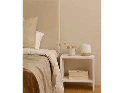 Mesita de noche de madera maciza en tono blanco de 40x20cm - MELLER - DECOWOOD