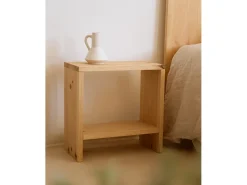 Mesita de noche de madera maciza en tono roble medio de 40x20cm - MELLER - DECOWOOD