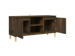 Mesita de noche patas madera maciza roble ahumado 103,5x35x50cm ES43577