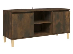 Mesita de noche patas madera maciza roble ahumado 103,5x35x50cm ES43577