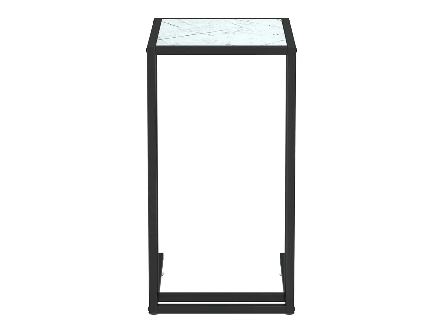 Mesita ordenador vidrio transparente blanco mármol 50x35x65cm