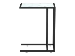 Mesita ordenador vidrio transparente blanco mármol 50x35x65cm