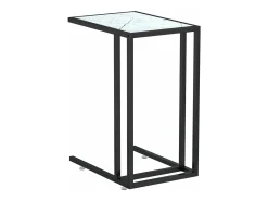 Mesita ordenador vidrio transparente blanco mármol 50x35x65cm