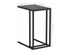 Mesita ordenador vidrio transparente negro mármol 50x35x65cm