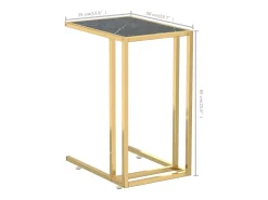 Mesita ordenador vidrio transparente negro mármol 50x35x65cm