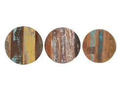 Mesitas auxiliares 3 piezas madera maciza reciclada
