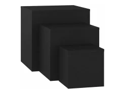 Mesitas auxiliares 3 unidades madera contrachapada negro