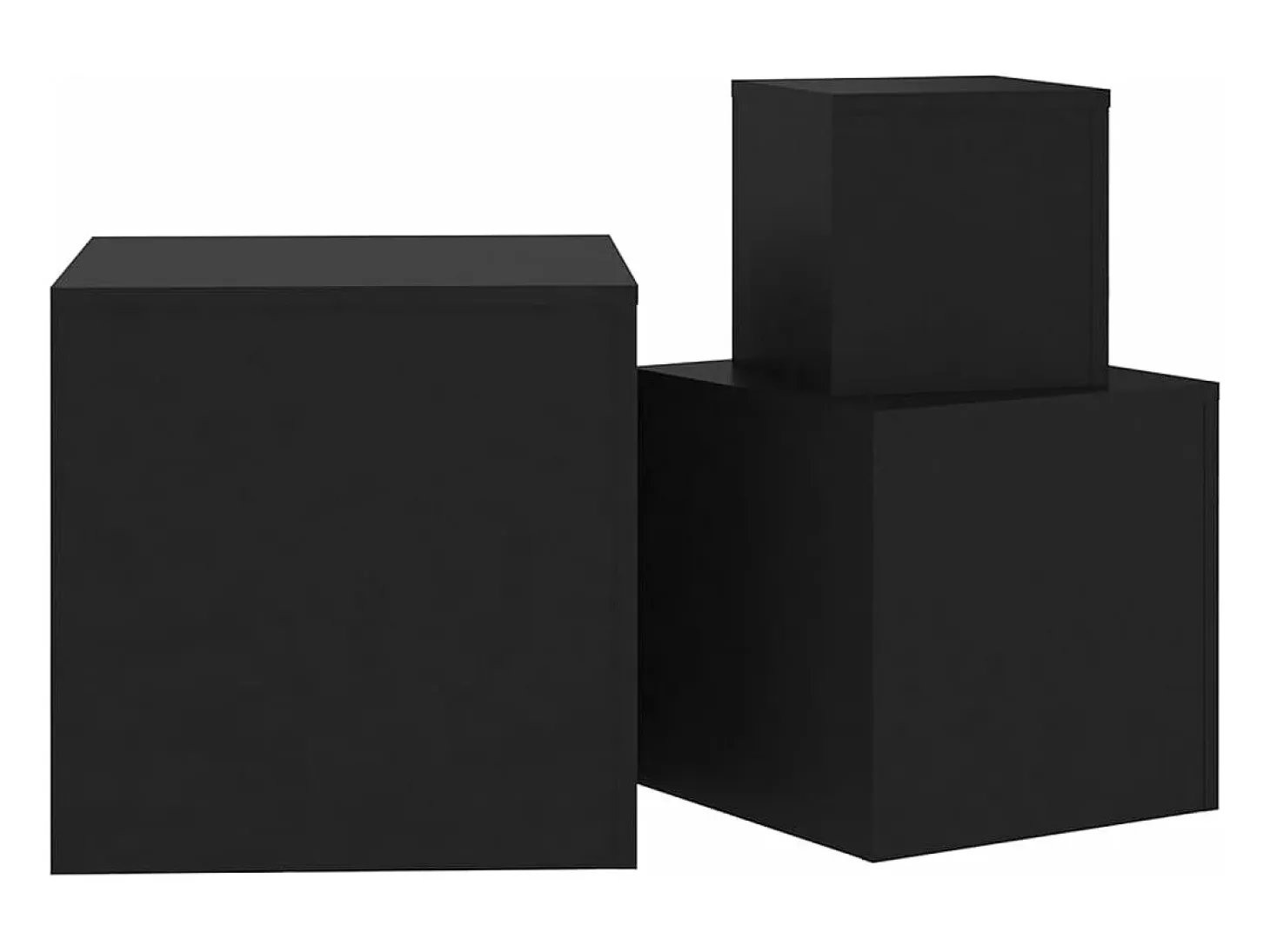 Mesitas auxiliares 3 unidades madera contrachapada negro