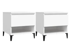 Mesitas de noche 2 unidades madera contrachapada blanco 50x46x50 cm