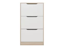 Meyvaser - Mueble Zapatero con 3 Puertas, Estrecho, Color Cambria y Blanco, Medidas: 107 cm (Alto) x 60 cm (Ancho) x 17,3 cm (Fondo)