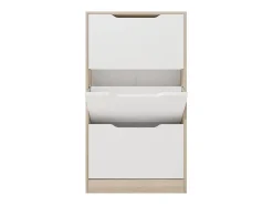 Meyvaser - Mueble Zapatero con 3 Puertas, Estrecho, Color Cambria y Blanco, Medidas: 107 cm (Alto) x 60 cm (Ancho) x 17,3 cm (Fondo)