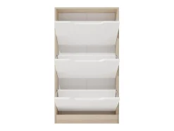 Meyvaser - Mueble Zapatero con 3 Puertas, Estrecho, Color Cambria y Blanco, Medidas: 107 cm (Alto) x 60 cm (Ancho) x 17,3 cm (Fondo)