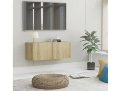 Mitchel Mueble para TV madera contrachapada color roble 80x30x30 cm