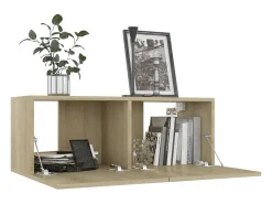 Mitchel Mueble para TV madera contrachapada color roble 80x30x30 cm