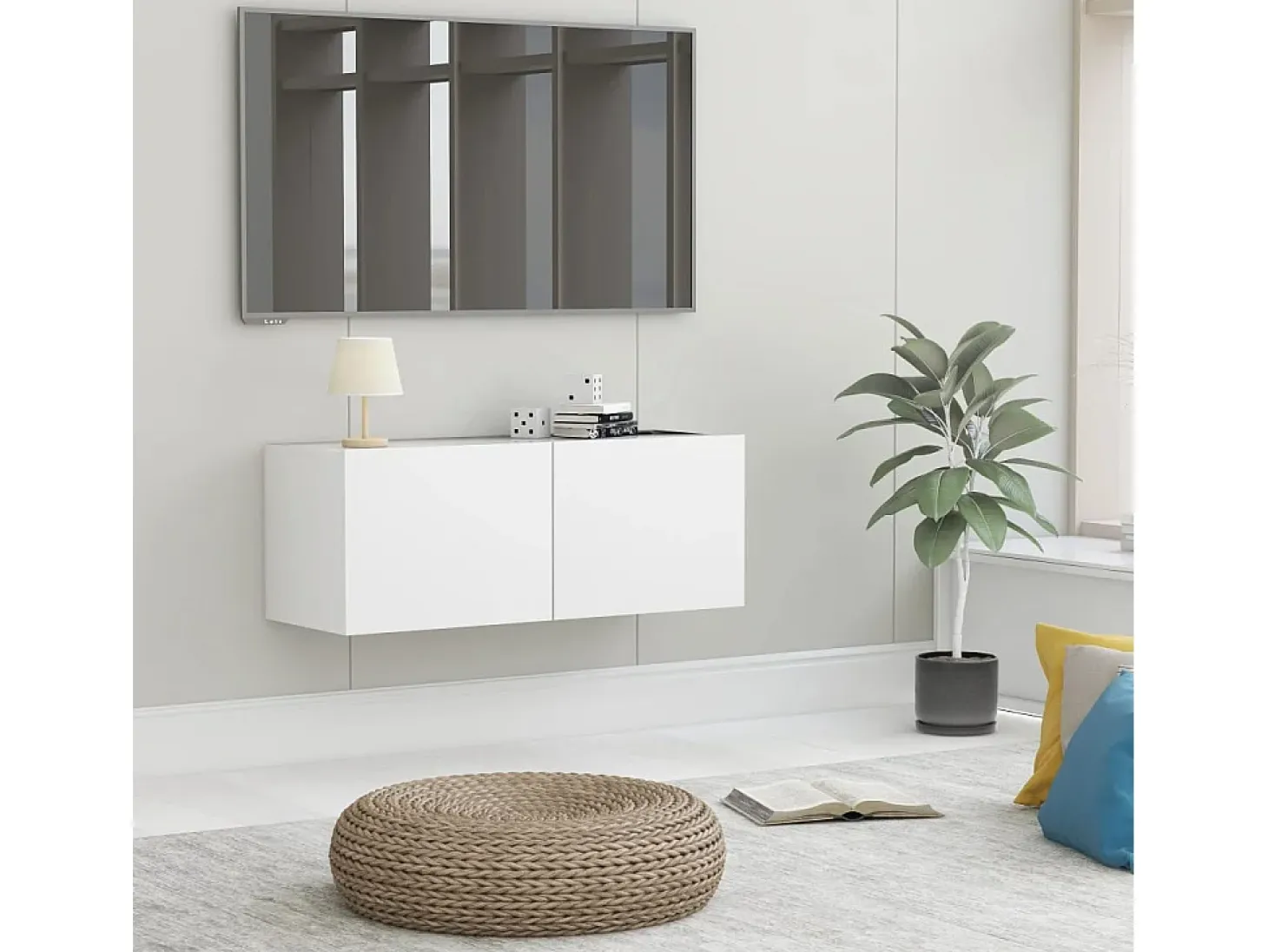 Mitchel Mueble para TV madera contrachapada blanco 80x30x30 cm