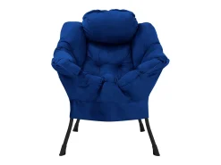 ML-Design Sillón reclinable azul oscuro, Sillón con reposabrazos y bolsillo lateral