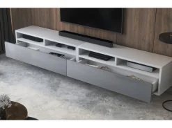 Mobile TV - bianco opaco / grigio lucido - 200 cm - REDNAW
