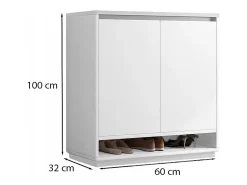 MODERNA CÓMODA BLANCA CON GRAN CAPACIDAD PARA ZAPATOS ESTANTERÍA DE 2 PUERTAS ESTRECHA