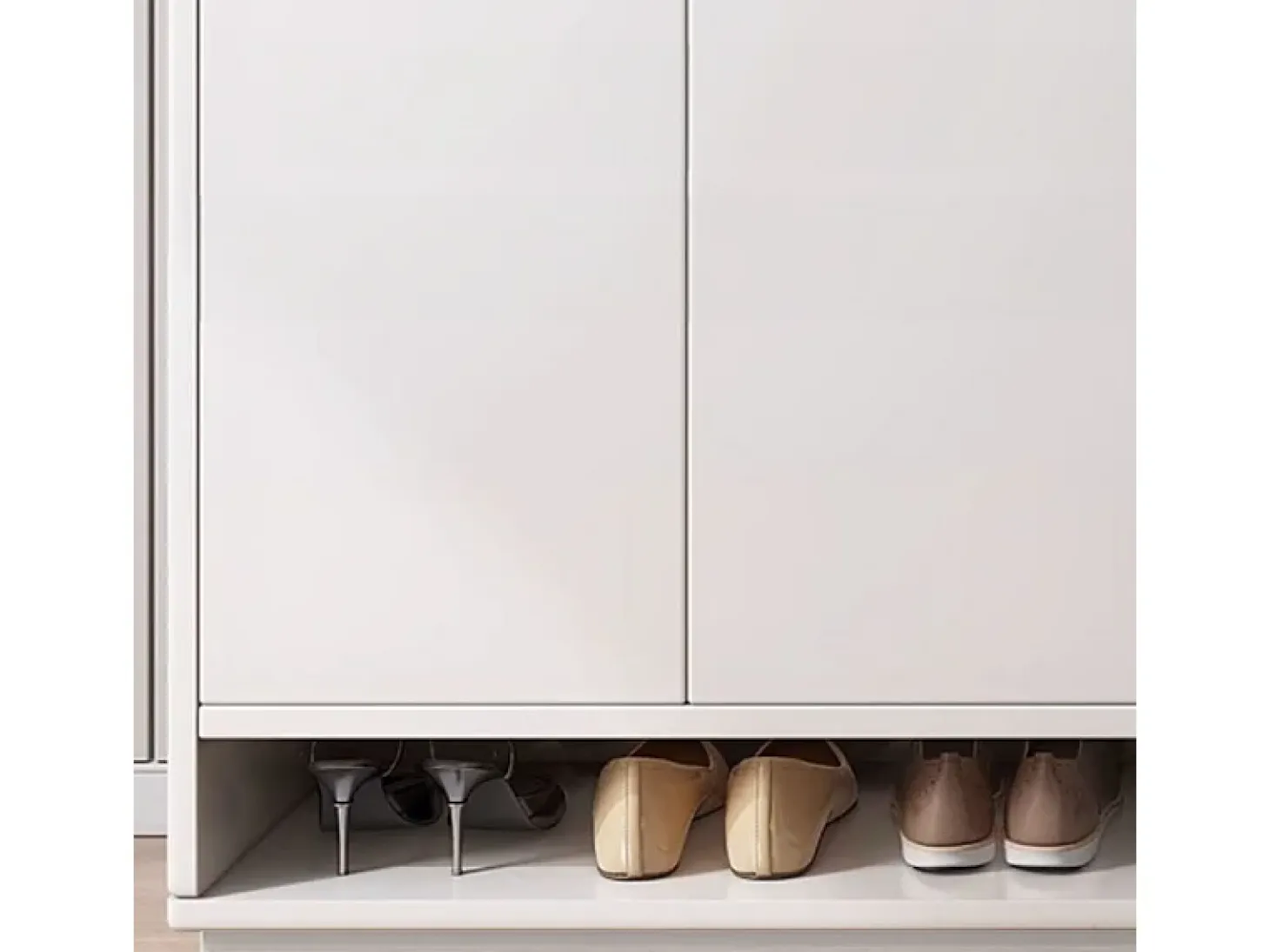 MODERNA CÓMODA BLANCA CON GRAN CAPACIDAD PARA ZAPATOS ESTANTERÍA DE 2 PUERTAS ESTRECHA