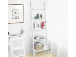 Moderna Estantería Escalera con Cinco Estantes Estante de Pared en Color Blanco, FRG17-W SoBuy ES