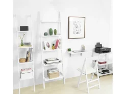 Moderna Estantería Escalera con Cinco Estantes Estante de Pared en Color Blanco, FRG17-W SoBuy ES