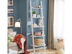 Moderna Estantería Escalera con Cinco Estantes Estante de Pared en Color Blanco, FRG17-W SoBuy ES