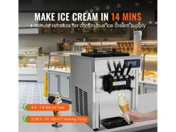 Máquina de Helado SucceBuy, Aparato de Helado Italiano 3 Sabores 18-28 L/h , para Cualquier Aventura de Acampada
