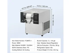 Máquina de Hielo Comercial SucceBuy en Copos de Nieve, 80 kg/24 H en Acero Inoxidable