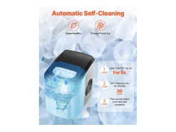 Máquina de Hielo de Sobremesa SucceBuy, 15 kg/24 h, 9 Cubitos en 6 min, Autolimpiante, Pala/Cesta, Bar/Oficina/Cocina/Hogar