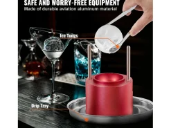 Máquina de Hielo SucceBuy 60 mm, Prensa de Hielo Esferas de Aluminio Redondo para Whisky, Rojo