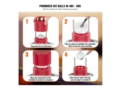 Máquina de Hielo SucceBuy 60 mm, Prensa de Hielo Esferas de Aluminio Redondo para Whisky, Rojo