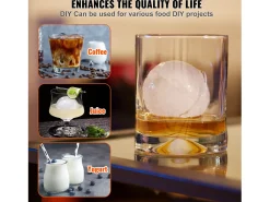 Máquina de Hielo SucceBuy 60 mm, Prensa de Hielo Esferas de Aluminio Redondo para Whisky, Rojo