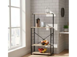 Mueble aux. cocina estantería 4 estantes roble cambrian/negro 76x123x40 cm