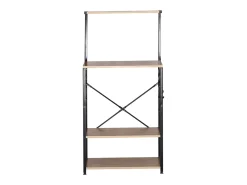 Mueble aux. cocina estantería 4 estantes roble cambrian/negro 76x123x40 cm