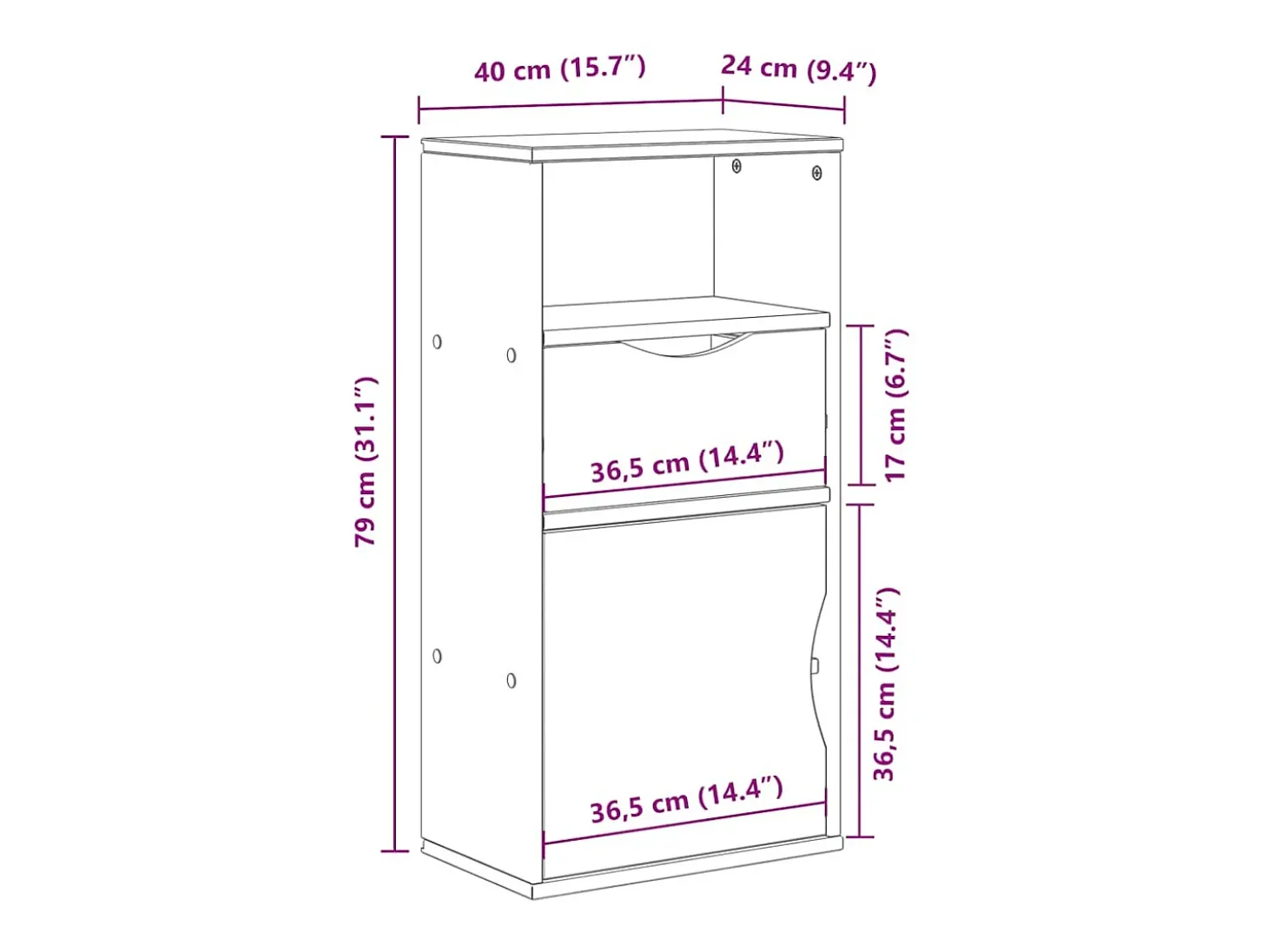 Mueble auxiliar con cajón ODDA blanco 40x24x79 cm madera pino