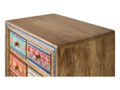 Mueble auxiliar con madera de mango y detalles pintados a mano