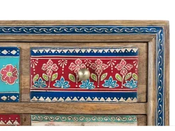 Mueble auxiliar con madera de mango y detalles pintados a mano