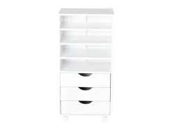 Mueble auxiliar Vinsetto 3 cajones + 4 estantes + ruedas blanco 83x40x30 cm