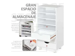Mueble auxiliar Vinsetto 3 cajones + 4 estantes + ruedas blanco 83x40x30 cm