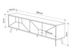 Mueble bajo de TV Dune 4 compartimentos blanco 50x180x29,6 cm