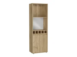 Mueble Bar Prana en melamina con 4 estantes , 2 puertas , 4 portabotellas y 6 portacopas , beige , 180 cm X 58.4 cm X 37 cm