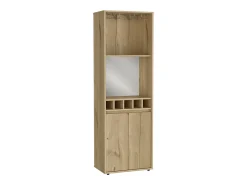 Mueble Bar Prana en melamina con 4 estantes , 2 puertas , 4 portabotellas y 6 portacopas , beige , 180 cm X 58.4 cm X 37 cm