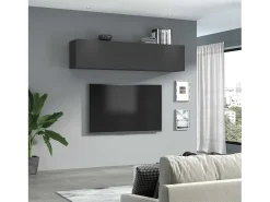 Mueble colgante salón 180cm con 2 compartimentos puerta abatible gris Nota Arriba