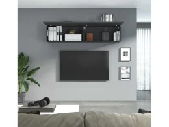 Mueble colgante salón 180cm con 2 compartimentos puerta abatible gris Nota Arriba