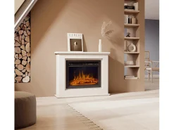 Mueble con chimenea para Salón comedor en Blanco 98x27,5x81cm Alaska