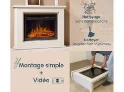 Mueble con chimenea para Salón comedor en Blanco 98x27,5x81cm Alaska