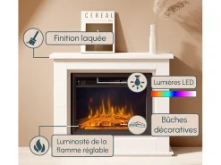 Mueble con chimenea para Salón comedor en Blanco 98x27,5x81cm Alaska